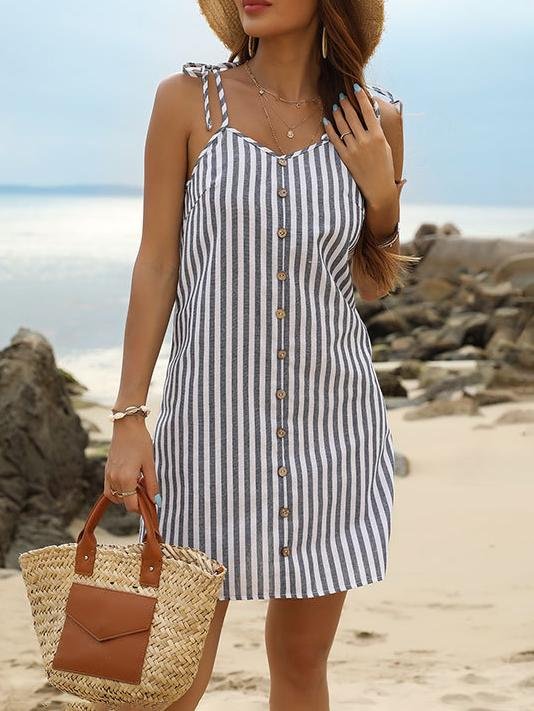 Striped Bandage Suspender Short Dress - Mini Dresses - INS | Online Fashion Free Shipping Clothing, Dresses, Tops, Shoes - 02/07/2021 - 30-40 - color-blue