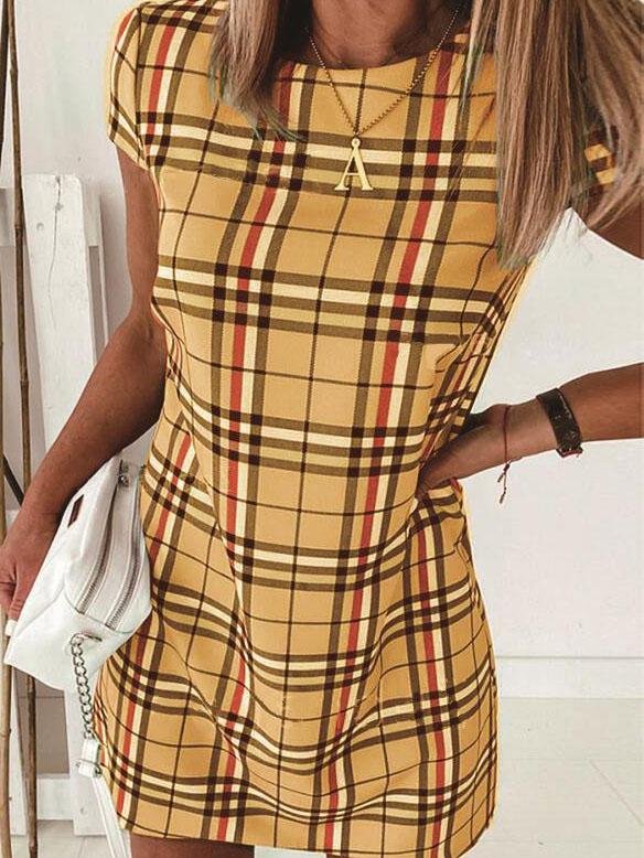 Striped Print Slim Short Sleeve Dress - Mini Dresses - INS | Online Fashion Free Shipping Clothing, Dresses, Tops, Shoes - 07/06/2021 - Color_Apricot - Color_Blue