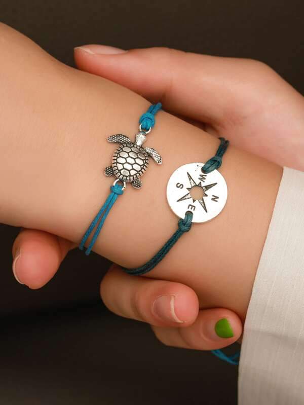 Tortoise & Compass Decor Bracelet - INS | Online Fashion Free Shipping Clothing, Dresses, Tops, Shoes