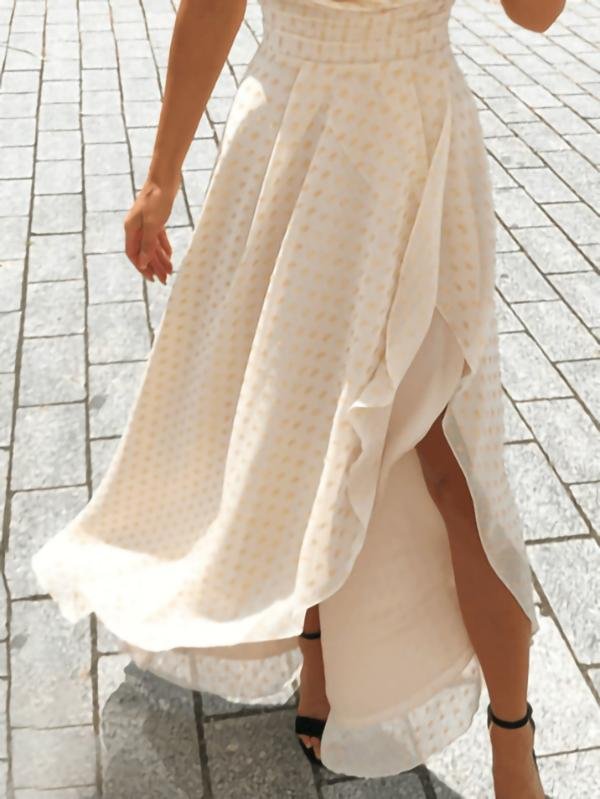 Tube Top Heart Neck Slit Irregular Raglan Sleeve Dress - Maxi Dresses - INS | Online Fashion Free Shipping Clothing, Dresses, Tops, Shoes - 21/07/2021 - 30-40 - color-apricot