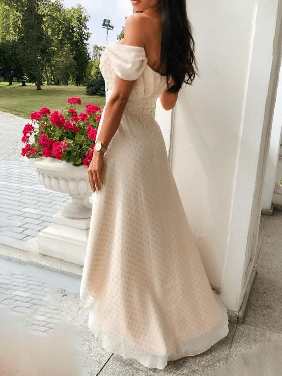 Tube Top Heart Neck Slit Irregular Raglan Sleeve Dress - Maxi Dresses - INS | Online Fashion Free Shipping Clothing, Dresses, Tops, Shoes - 21/07/2021 - 30-40 - color-apricot