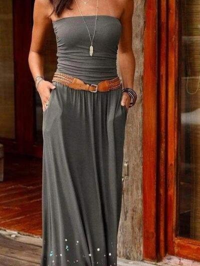 Tube Top Sleeveless Off-the-shoulder Dress - Maxi Dresses - INS | Online Fashion Free Shipping Clothing, Dresses, Tops, Shoes - 20-30 - 28/06/2021 - color-black