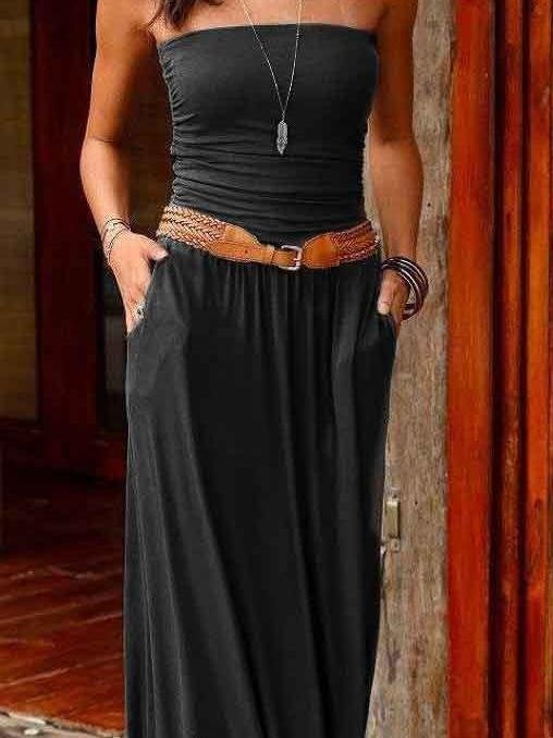 Tube Top Sleeveless Off-the-shoulder Dress - Maxi Dresses - INS | Online Fashion Free Shipping Clothing, Dresses, Tops, Shoes - 20-30 - 28/06/2021 - color-black