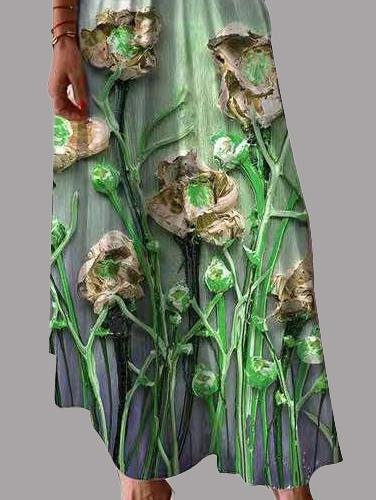 V-neck Floral Print Suspender Dress - Maxi Dresses - INS | Online Fashion Free Shipping Clothing, Dresses, Tops, Shoes - 10/06/2021 - Color_Green - Color_Purple