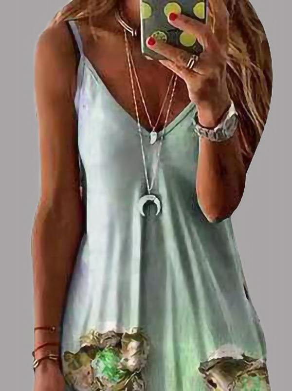 V-neck Floral Print Suspender Dress - Maxi Dresses - INS | Online Fashion Free Shipping Clothing, Dresses, Tops, Shoes - 10/06/2021 - Color_Green - Color_Purple