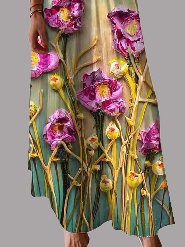 V-neck Floral Print Suspender Dress - Maxi Dresses - INS | Online Fashion Free Shipping Clothing, Dresses, Tops, Shoes - 10/06/2021 - Color_Green - Color_Purple