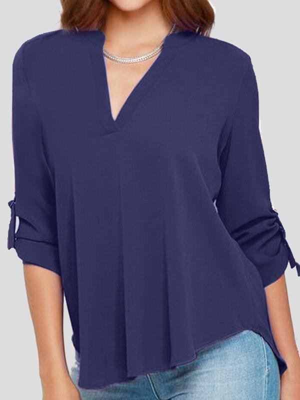 V-neck Long-sleeved Chiffon Blouse - Blouses - INS | Online Fashion Free Shipping Clothing, Dresses, Tops, Shoes - 03/07/2021 - 10-20 - BLO2107031159