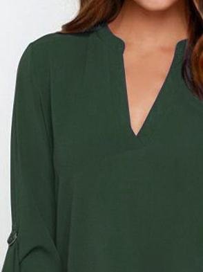 V-neck Long-sleeved Chiffon Blouse - Blouses - INS | Online Fashion Free Shipping Clothing, Dresses, Tops, Shoes - 03/07/2021 - 10-20 - BLO2107031159