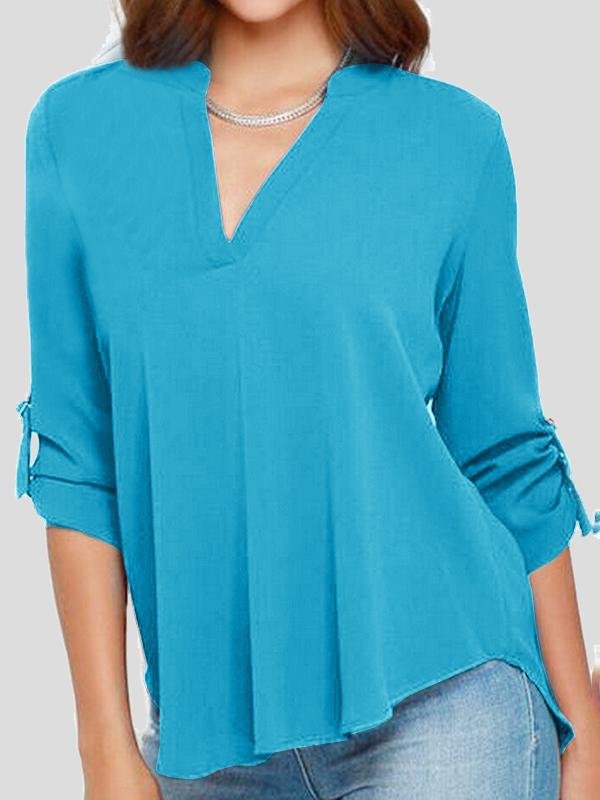 V-neck Long-sleeved Chiffon Blouse - Blouses - INS | Online Fashion Free Shipping Clothing, Dresses, Tops, Shoes - 03/07/2021 - 10-20 - BLO2107031159