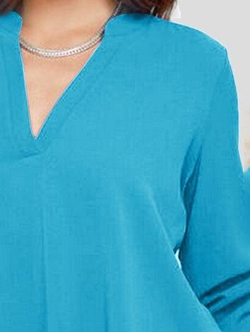 V-neck Long-sleeved Chiffon Blouse - Blouses - INS | Online Fashion Free Shipping Clothing, Dresses, Tops, Shoes - 03/07/2021 - 10-20 - BLO2107031159
