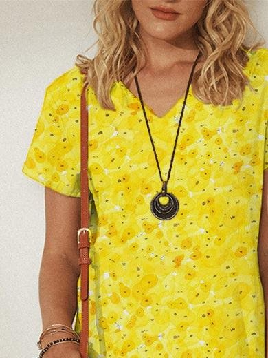 V-neck Pullover Short Sleeve Loose Dress - Mini Dresses - INS | Online Fashion Free Shipping Clothing, Dresses, Tops, Shoes - 20-30 - 23/06/2021 - color-black