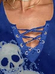 V-neck Sleeveless Skull Print Tank Tops - Tank Tops - INS | Online Fashion Free Shipping Clothing, Dresses, Tops, Shoes - 07/06/2021 - Color_Black - Color_Blue