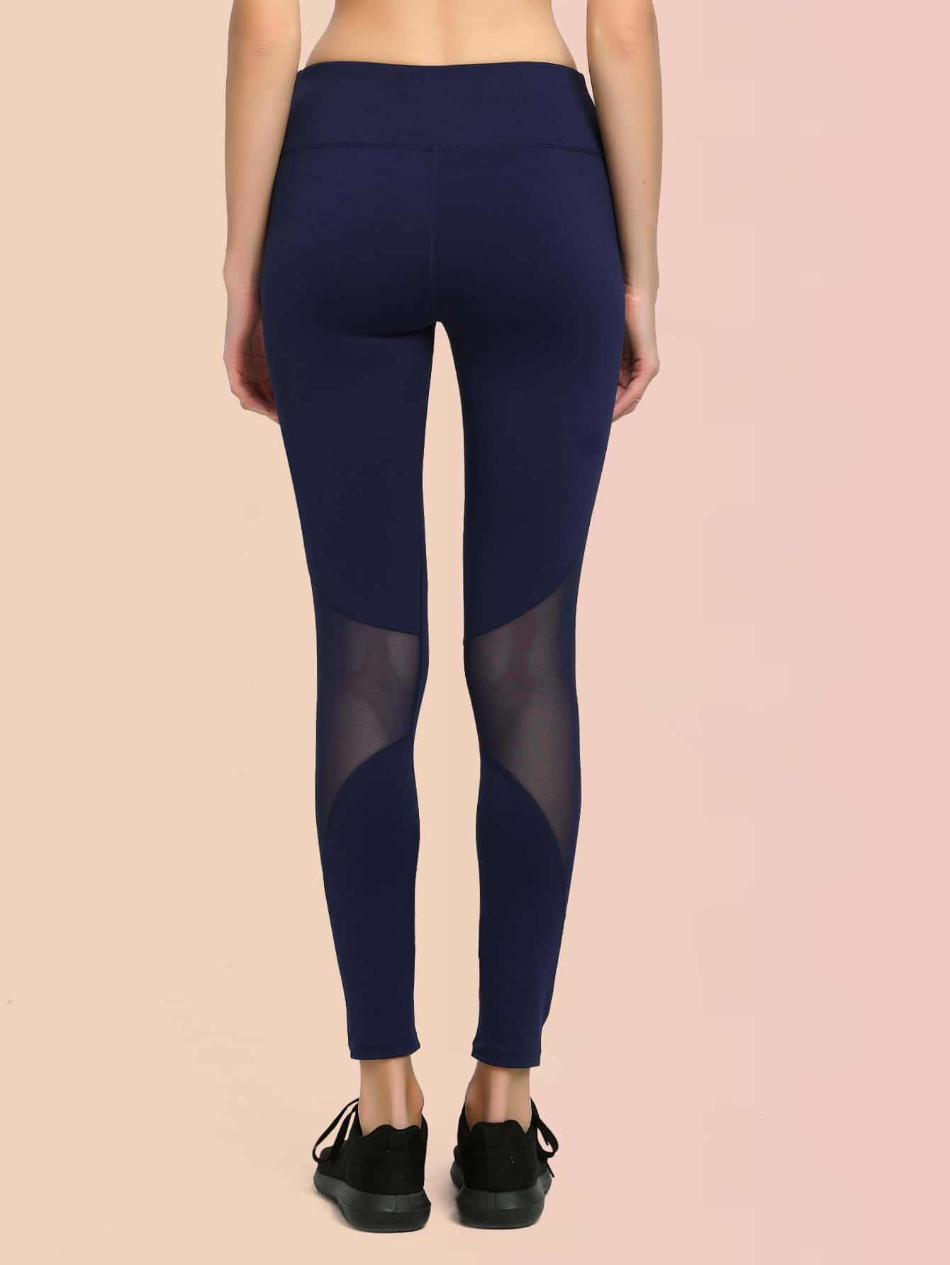 Wide Waistband Mesh Insert Sports Leggings - INS | Online Fashion Free Shipping Clothing, Dresses, Tops, Shoes