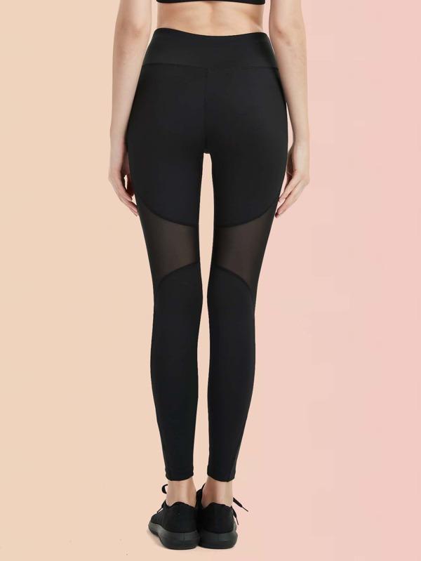 Wide Waistband Mesh Insert Sports Leggings - INS | Online Fashion Free Shipping Clothing, Dresses, Tops, Shoes