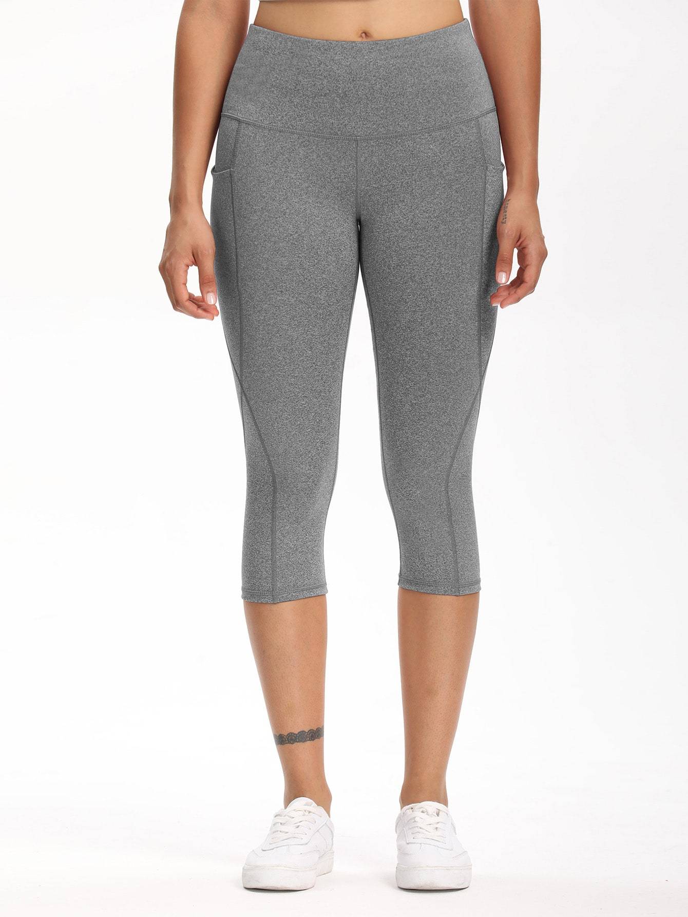 Wide Waistband Pocket Capri Sports Leggings - INS | Online Fashion Free Shipping Clothing, Dresses, Tops, Shoes
