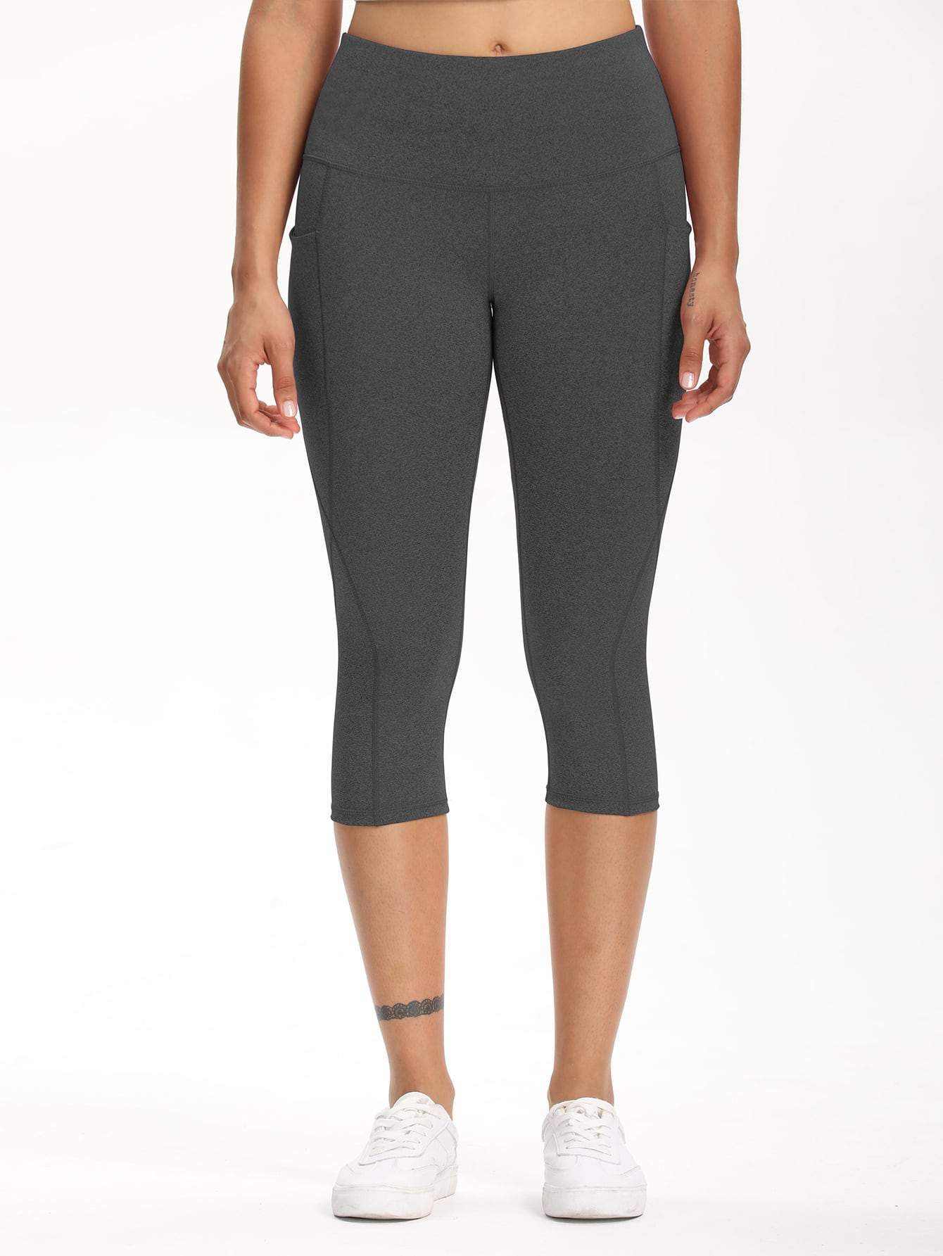 Wide Waistband Pocket Capri Sports Leggings - INS | Online Fashion Free Shipping Clothing, Dresses, Tops, Shoes