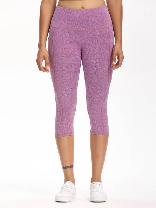 Wide Waistband Pocket Capri Sports Leggings - INS | Online Fashion Free Shipping Clothing, Dresses, Tops, Shoes
