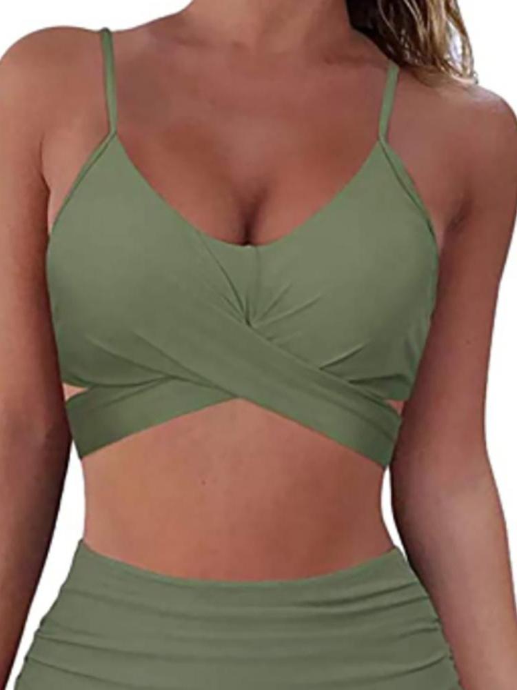Women Criss Cross Bikini Set Push Up High Waist 2 Piece Swimsuit Bathing Suits - Swimsuits - INS | Online Fashion Free Shipping Clothing, Dresses, Tops, Shoes - 27/04/2021 - Category_Swimsuits - Color_Black