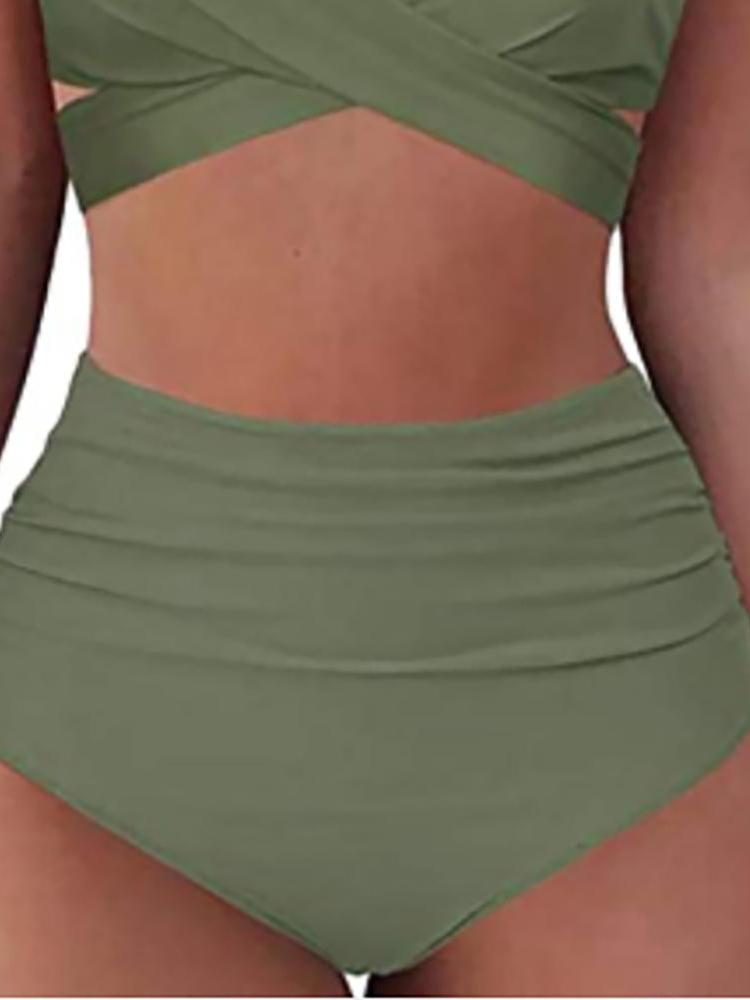 Women Criss Cross Bikini Set Push Up High Waist 2 Piece Swimsuit Bathing Suits - Swimsuits - INS | Online Fashion Free Shipping Clothing, Dresses, Tops, Shoes - 27/04/2021 - Category_Swimsuits - Color_Black