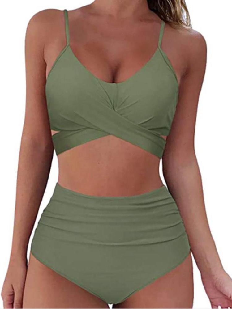 Women Criss Cross Bikini Set Push Up High Waist 2 Piece Swimsuit Bathing Suits - Swimsuits - INS | Online Fashion Free Shipping Clothing, Dresses, Tops, Shoes - 27/04/2021 - Category_Swimsuits - Color_Black