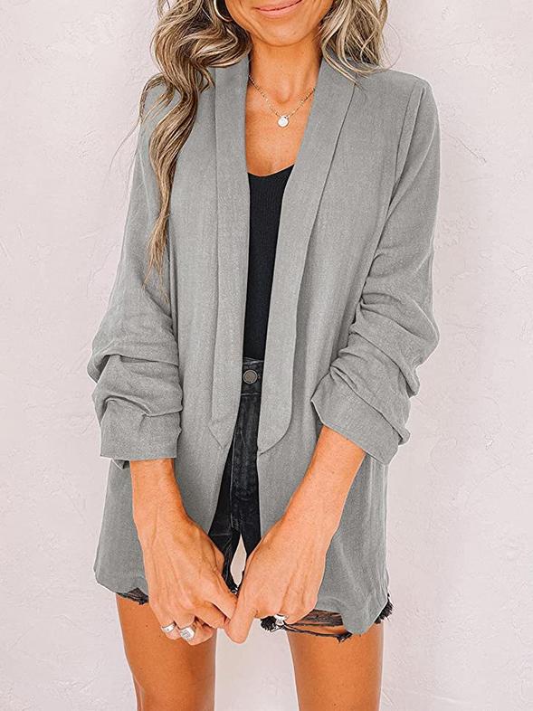 Women's Blazers Fashion Lapel Solid Long Sleeve Casual Blazer - Blazers - INS | Online Fashion Free Shipping Clothing, Dresses, Tops, Shoes - 20-30 - 26/10/2021 - BLA2110261159