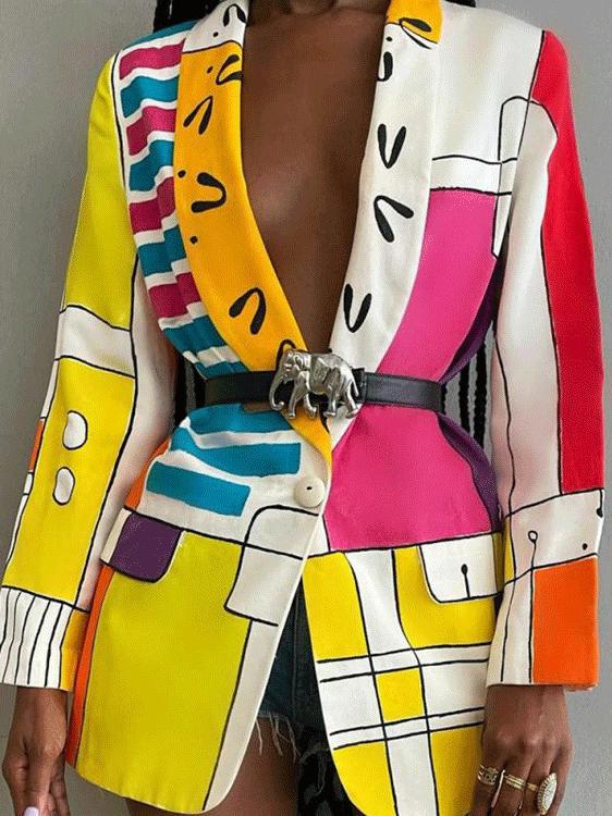 Women's Blazers Fashion Long Sleeve Lapel Printed Blazer - Blazers - INS | Online Fashion Free Shipping Clothing, Dresses, Tops, Shoes - 30/09/2021 - BLA2109301145 - Blazers