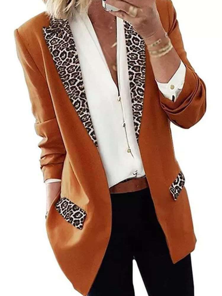 Women's Blazers Leopard Print Stitching Long Sleeve Blazer - Blazers - INS | Online Fashion Free Shipping Clothing, Dresses, Tops, Shoes - 10/09/2021 - 20-30 - BLA2109101130