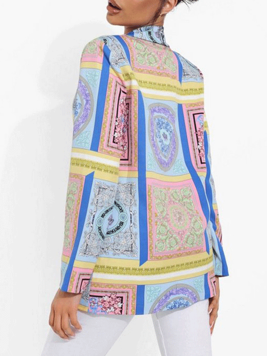 Women's Blazers Printed Lapel Long Sleeve Blazer - Blazers - INS | Online Fashion Free Shipping Clothing, Dresses, Tops, Shoes - 29/09/2021 - 30-40 - BLA2109291142
