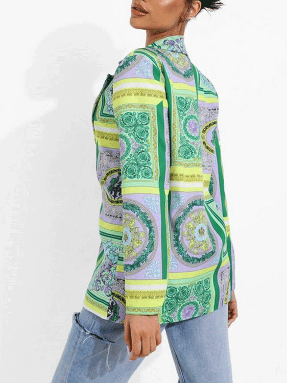 Women's Blazers Printed Lapel Long Sleeve Blazer - Blazers - INS | Online Fashion Free Shipping Clothing, Dresses, Tops, Shoes - 29/09/2021 - 30-40 - BLA2109291142