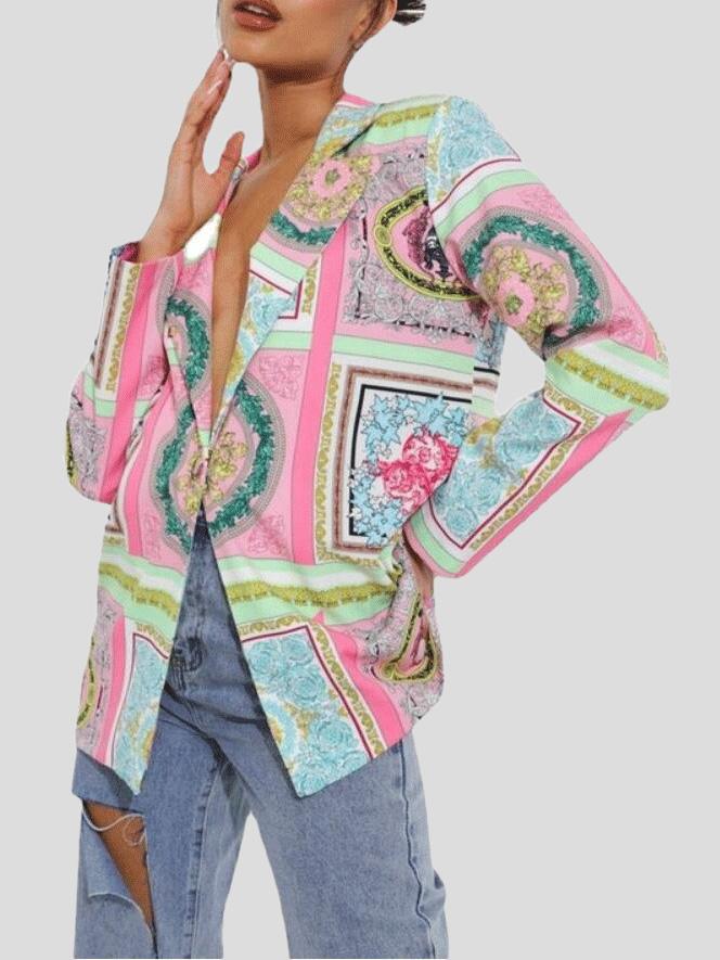 Women's Blazers Printed Lapel Long Sleeve Blazer - Blazers - INS | Online Fashion Free Shipping Clothing, Dresses, Tops, Shoes - 29/09/2021 - 30-40 - BLA2109291142