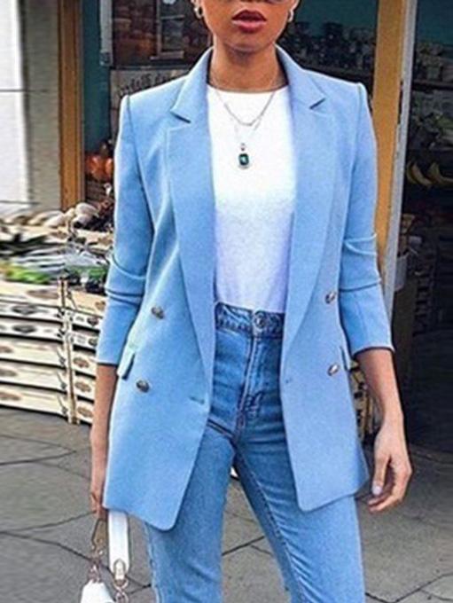 Women's Blazers Solid Lapel Button Long Sleeve Blazers - Blazers - Instastyled | Online Fashion Free Shipping Clothing, Dresses, Tops, Shoes - 09/12/2021 - 20-30 - BLA2112091183