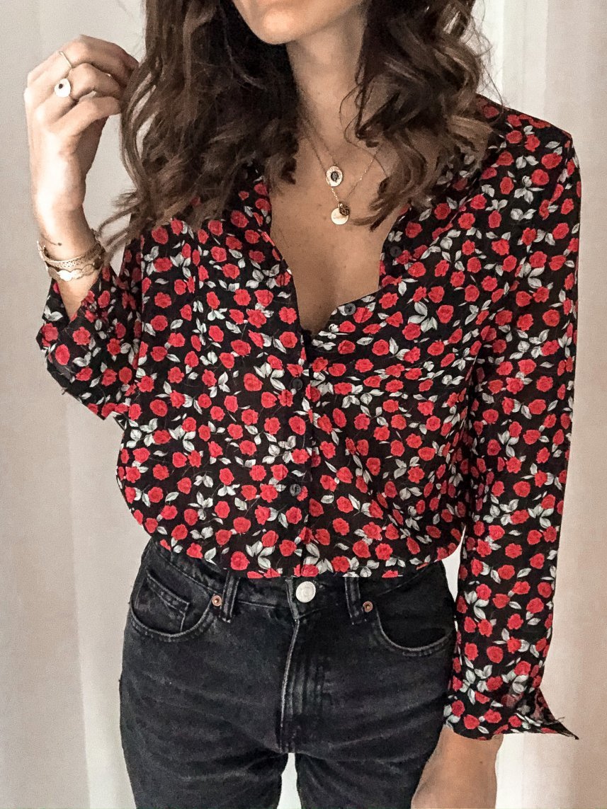 Women's Blouses Bronzing Print Lapel Button Long Sleeve Blouse - Blouses - INS | Online Fashion Free Shipping Clothing, Dresses, Tops, Shoes - 20-30 - 27/10/2021 - BLO2110271391