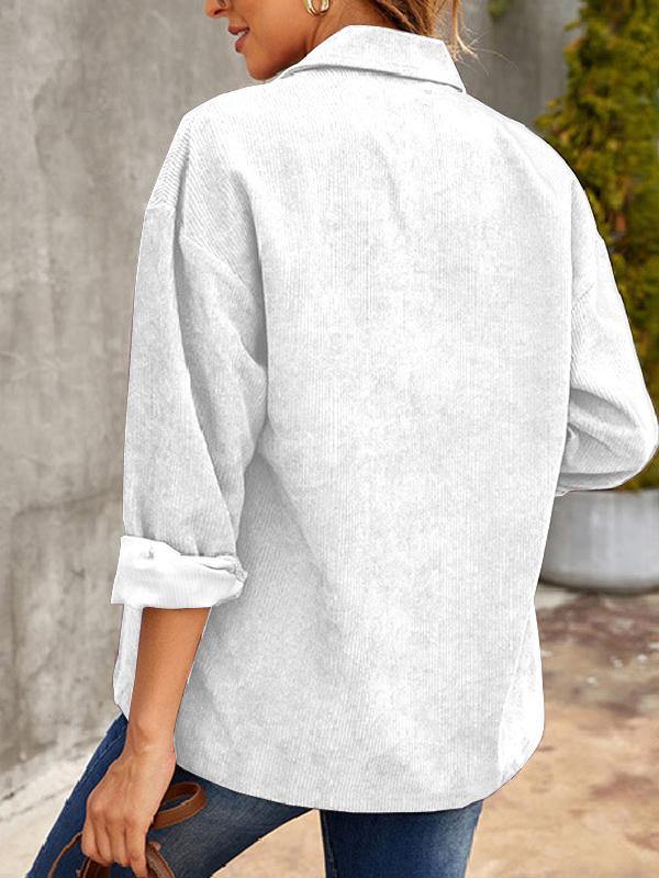 Women's Blouses Corduroy Lapel Long Sleeve Casual Blouse - Blouses - INS | Online Fashion Free Shipping Clothing, Dresses, Tops, Shoes - 18/11/2021 - 20-30 - BLO2111181441