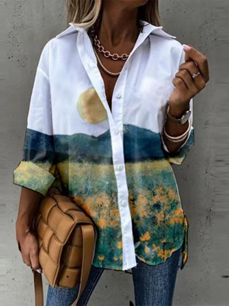 Women's Blouses Fashion Print Button Long Sleeve Blouse - Blouses - INS | Online Fashion Free Shipping Clothing, Dresses, Tops, Shoes - 27/09/2021 - BLO2109271356 - Blouses