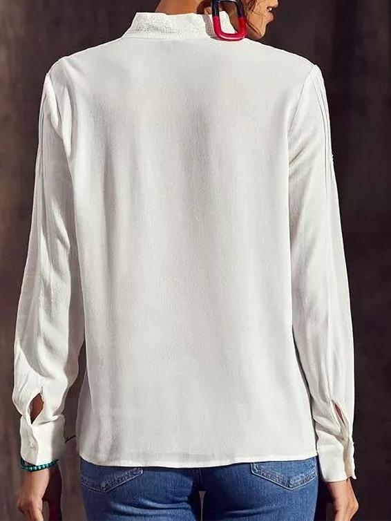 Women's Blouses Lace Button Hollow Long Sleeve Blouse - Blouses - INS | Online Fashion Free Shipping Clothing, Dresses, Tops, Shoes - 08/10/2021 - 20-30 - BLO2110081363