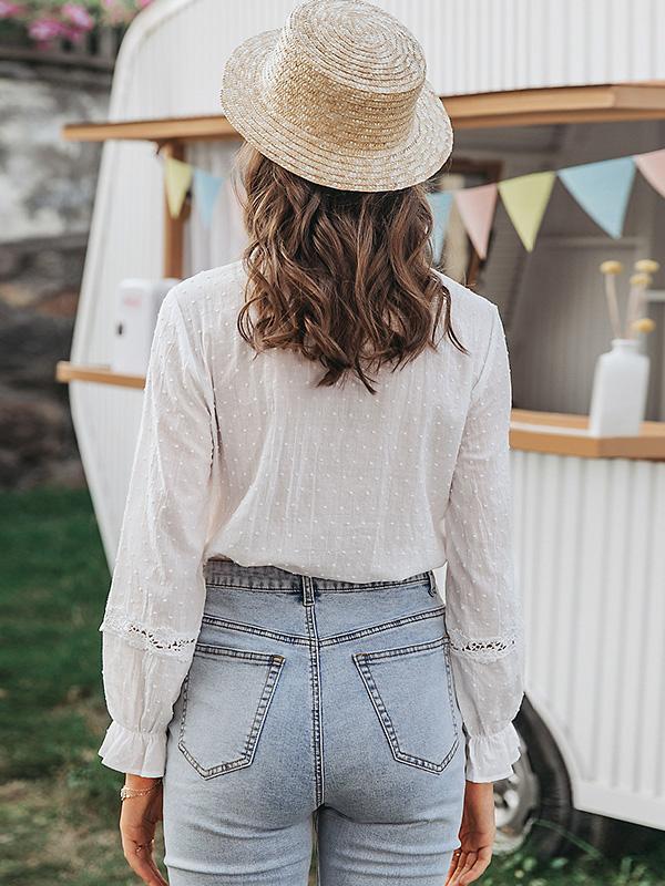 Women's Blouses Lace Stitching Long Sleeve Temperament Blouses - Blouses - INS | Online Fashion Free Shipping Clothing, Dresses, Tops, Shoes - 20-30 - 21/08/2021 - BLO2108211312