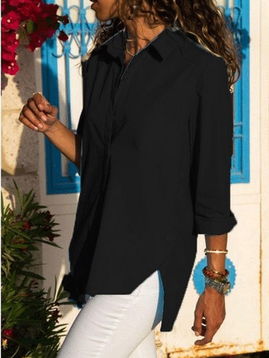 Women's Blouses Lapel Long Sleeve Irregular Split Blouse - Blouses - INS | Online Fashion Free Shipping Clothing, Dresses, Tops, Shoes - 20-30 - 23/10/2021 - BLO2110231385