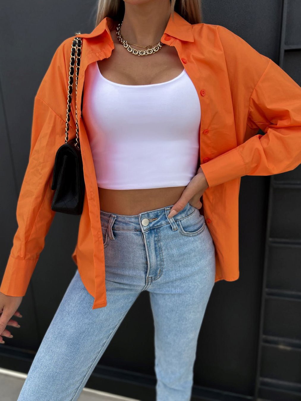 Women's Blouses Loose Solid V-Neck Buttons Long Sleeves Blouse - Blouses - Instastyled | Online Fashion Free Shipping Clothing, Dresses, Tops, Shoes - 20-30 - 28/02/2022 - BLO2202281603
