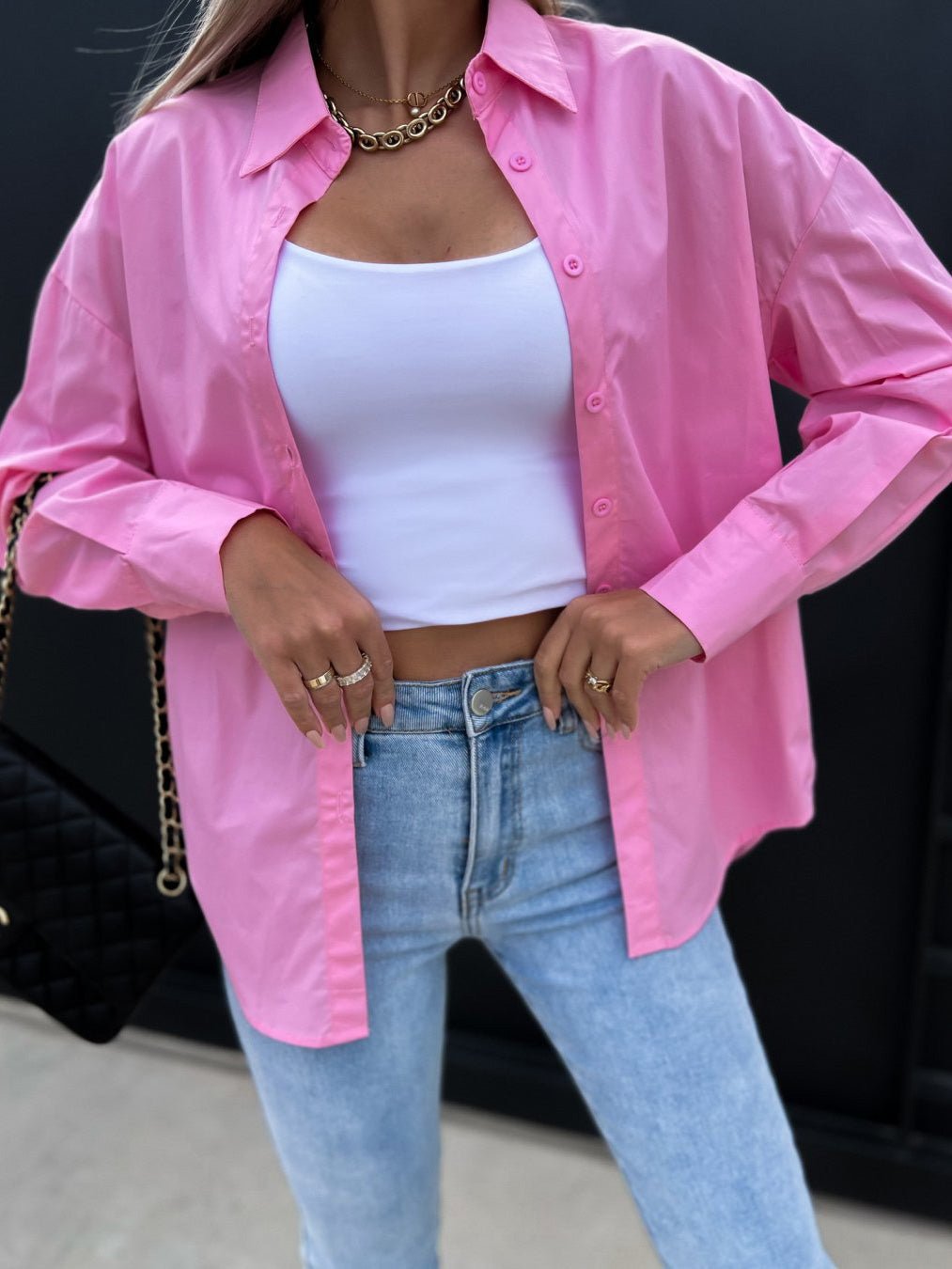 Women's Blouses Loose Solid V-Neck Buttons Long Sleeves Blouse - Blouses - Instastyled | Online Fashion Free Shipping Clothing, Dresses, Tops, Shoes - 20-30 - 28/02/2022 - BLO2202281603