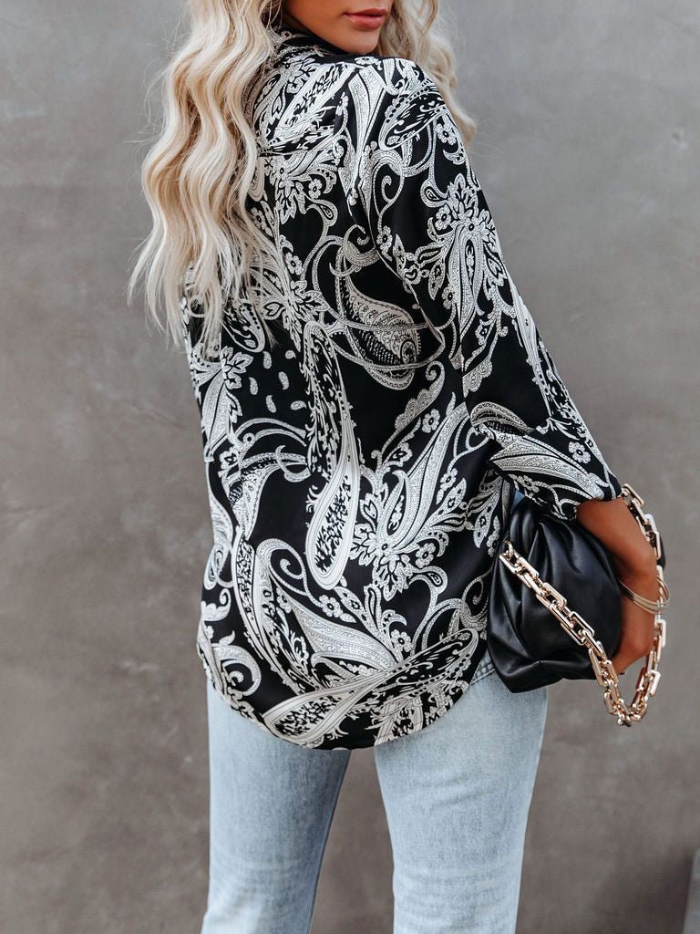 Women's Blouses Printed Stand Collar Button Long Sleeve Blouse - Blouses - Instastyled | Online Fashion Free Shipping Clothing, Dresses, Tops, Shoes - 20-30 - 23/02/2022 - Blouses