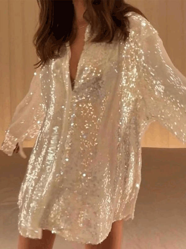 Women's Blouses Sparkling Sequin Long Sleeve Party Blouse - Blouses - Instastyled | Online Fashion Free Shipping Clothing, Dresses, Tops, Shoes - 10/01/2022 - 40-50 - BLO2201101535