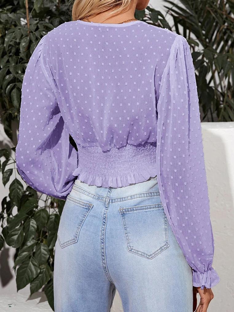 Women's Blouses V-Neck Dots Long Sleeve Chiffon Blouses - Blouses - INS | Online Fashion Free Shipping Clothing, Dresses, Tops, Shoes - 20-30 - 24/08/2021 - BLO2108251317