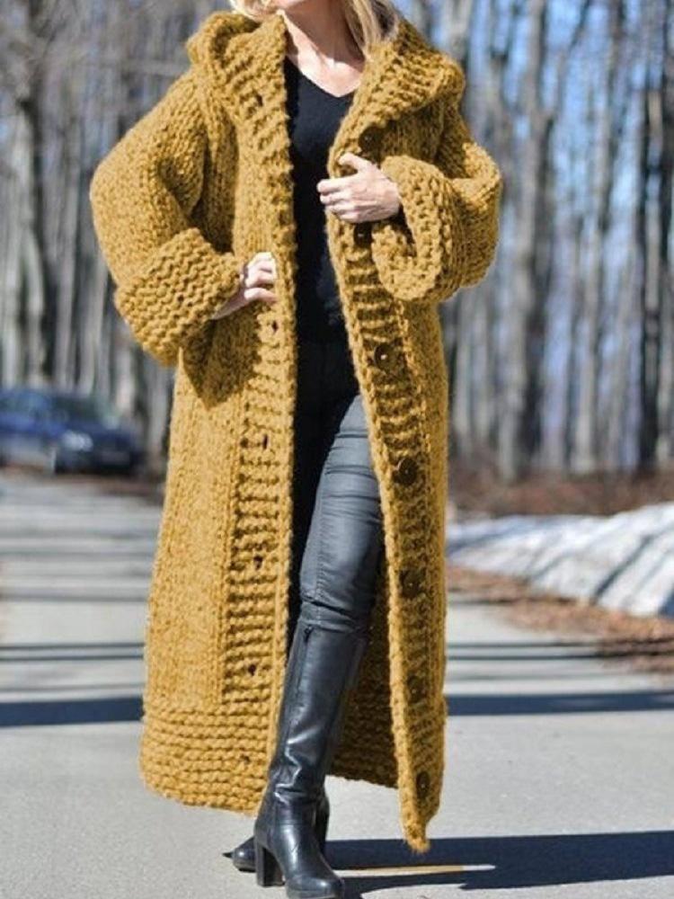 Women's Cardigan Hooded Button Long Knitted Sweater Cardigan - Cardigans & Sweaters - INS | Online Fashion Free Shipping Clothing, Dresses, Tops, Shoes - 26/09/2021 - CAR2109261135 - Cardigans & Sweaters
