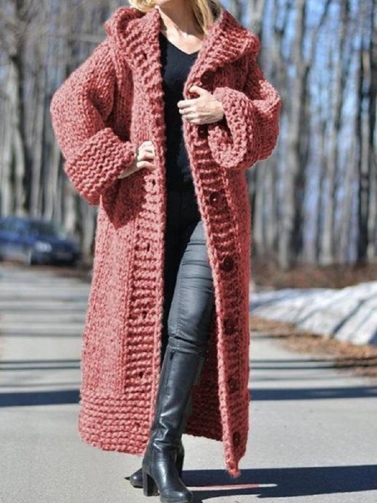 Women's Cardigan Hooded Button Long Knitted Sweater Cardigan - Cardigans & Sweaters - INS | Online Fashion Free Shipping Clothing, Dresses, Tops, Shoes - 26/09/2021 - CAR2109261135 - Cardigans & Sweaters