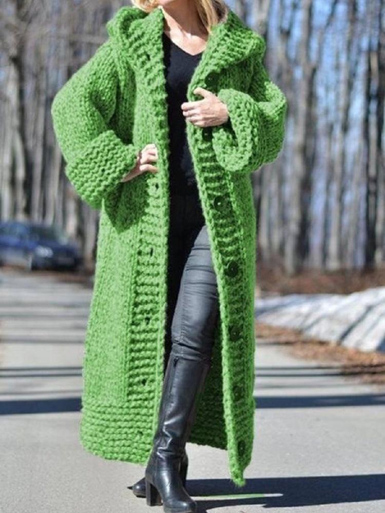 Women's Cardigan Hooded Button Long Knitted Sweater Cardigan - Cardigans & Sweaters - INS | Online Fashion Free Shipping Clothing, Dresses, Tops, Shoes - 26/09/2021 - CAR2109261135 - Cardigans & Sweaters