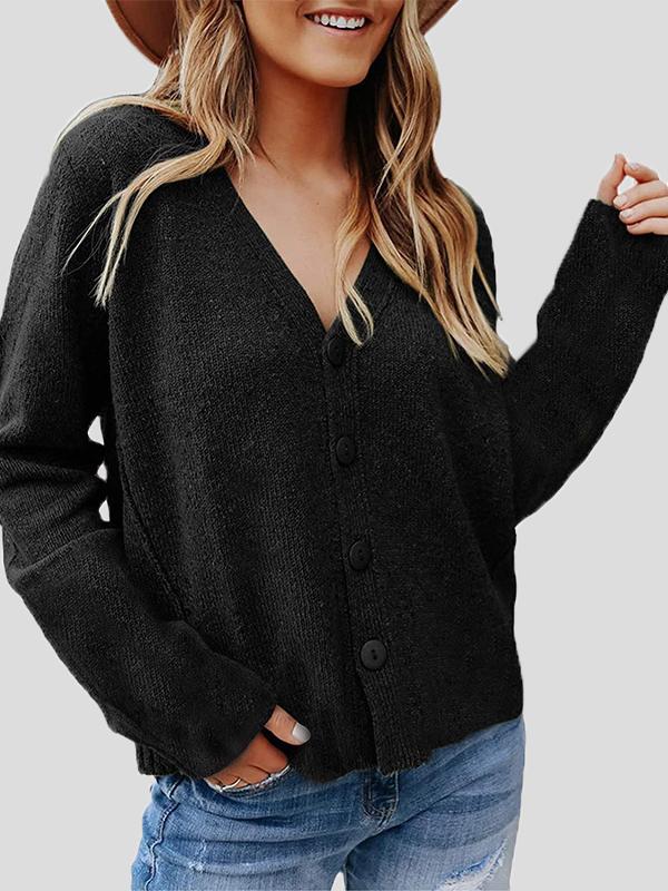 Women's Cardigans Casual Solid Long Sleeve Button Knit Cardigan - Cardigans & Sweaters - INS | Online Fashion Free Shipping Clothing, Dresses, Tops, Shoes - 20-30 - 22/10/2021 - CAR2110221160