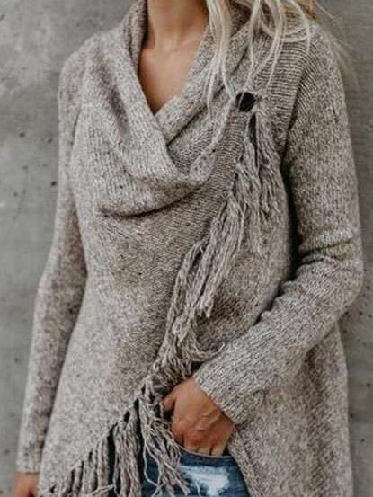 Women's Cardigans Fringed Long Sleeve Striped Sweater Cardigan - Cardigans & Sweaters - INS | Online Fashion Free Shipping Clothing, Dresses, Tops, Shoes - 15/09/2021 - 20-30 - CAR2109151129