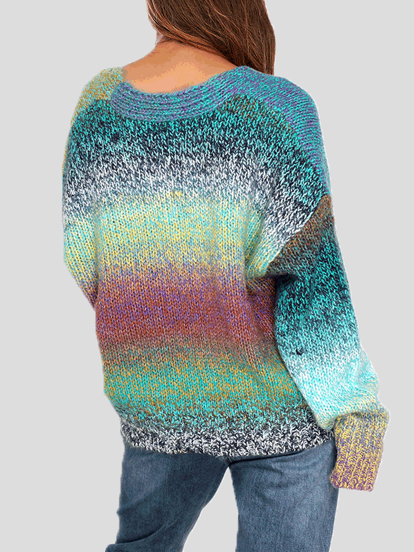 Women's Cardigans Rainbow Pocket Button Long Sleeve Sweater Cardigan - Cardigans & Sweaters - Instastyled | Online Fashion Free Shipping Clothing, Dresses, Tops, Shoes - 10/01/2022 - CAR2201101209 - Cardigans & Sweaters