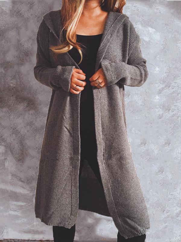 Women's Cardigans Solid Button Long Sleeve Hooded Knitted Cardigan - Cardigans & Sweaters - INS | Online Fashion Free Shipping Clothing, Dresses, Tops, Shoes - 24/11/2021 - CAR2111241193 - Cardigans & Sweaters