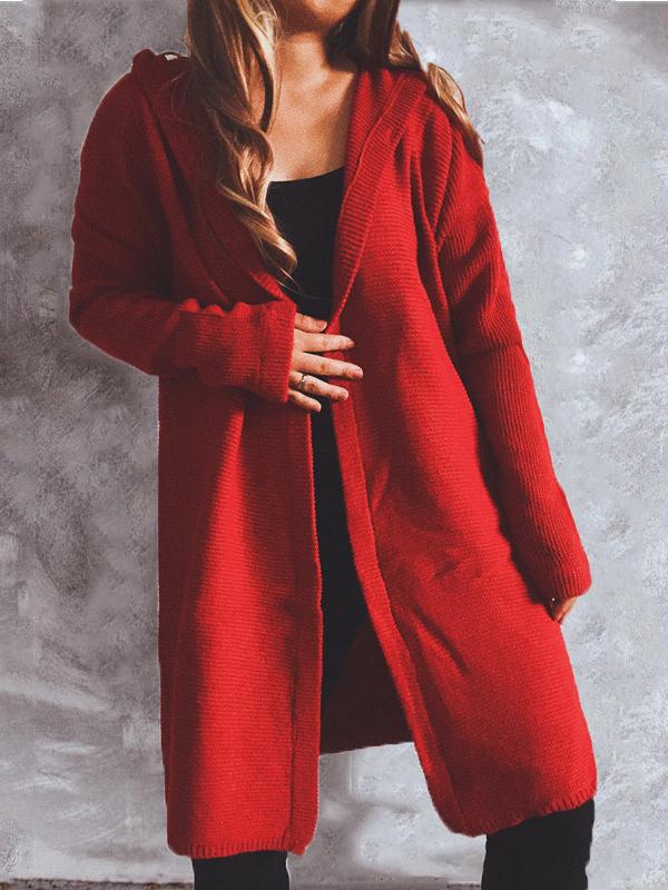 Women's Cardigans Solid Button Long Sleeve Hooded Knitted Cardigan - Cardigans & Sweaters - INS | Online Fashion Free Shipping Clothing, Dresses, Tops, Shoes - 24/11/2021 - CAR2111241193 - Cardigans & Sweaters